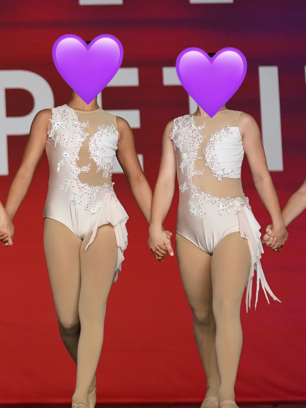 Glamour White Lace Appliqué Dance Leotard with Side Drape
